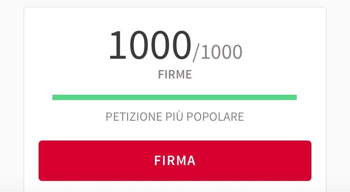 Raggiungimento delle prime 1000 firme